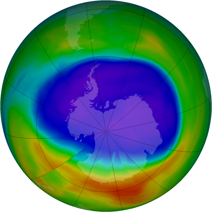 Antarctic ozone map for 22 September 2005